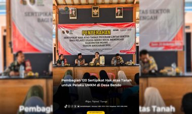 Kantor Pertanahan Kabupaten Ngawi Membagikan 120 Sertipikat Hak Atas Tanah untuk Pelaku UMKM di Desa Bendo